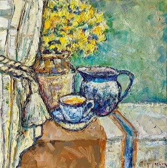 Painting "Still life with English porcel" by painter Ksenia Pіdhurska oil canvas at Jose Art Gallery