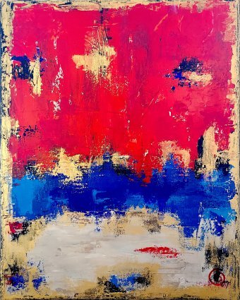 Painting "Land of Fire" by painter Axelle Biltgen acrylic canvas at Jose Art Gallery