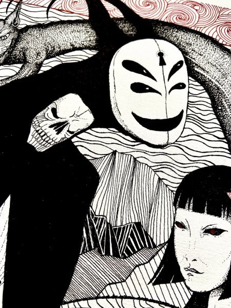 Dodatkowy obraz 4: Surrealizm Mitologiczny Grafika "Przez Lustro Demona", ilustrator MZNTRP tusz papier 