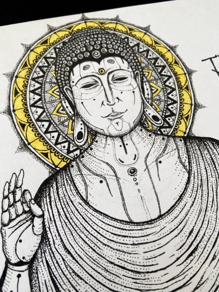Additional view 5: Symbolism Religious Drawing Veil of the Forgotten by illustrator MZNTRP drawing ink paper 