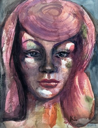Painting "French stranger" by painter Katerina Anchugova watercolor paper at Jose Art Gallery