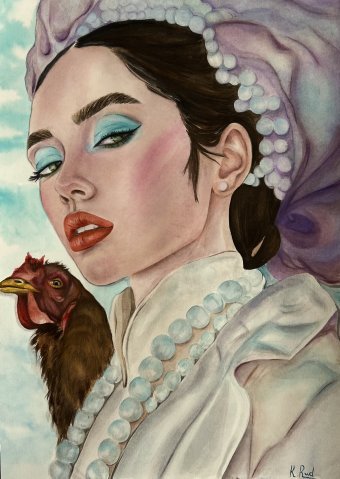 Painting "Comrades" by painter Kateryna Rud watercolor paper at Jose Art Gallery