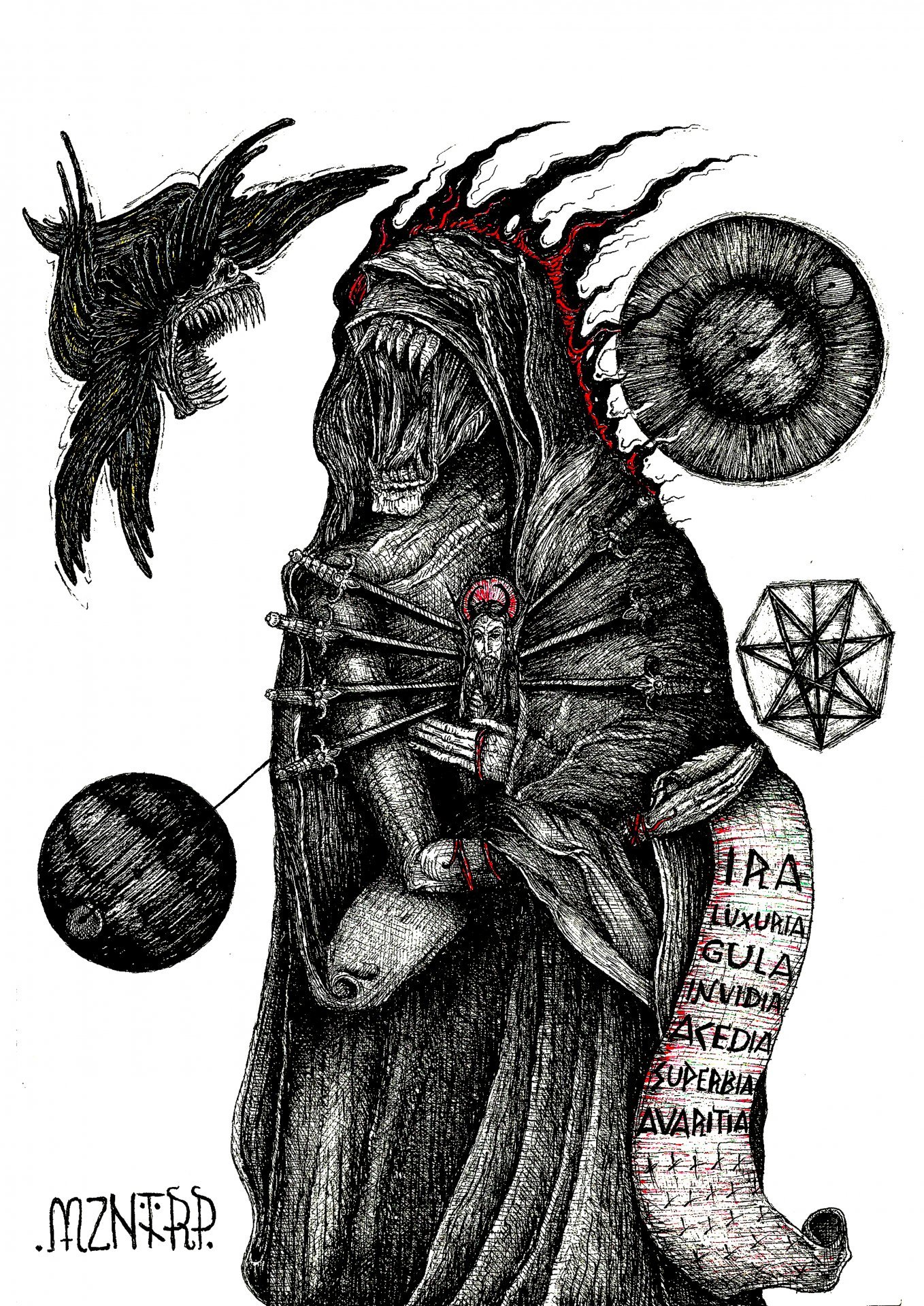 Desenho «Os Sete Pecados» - MZNTRP - Jose Art Gallery, image size:1358x1920