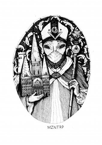 Gráfico "El arquitecto del templo", ilustrador MZNTRP tinta papel en Jose Art Gallery