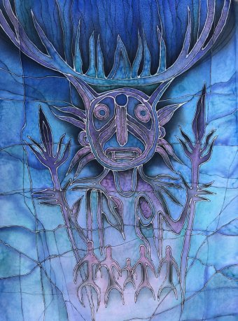 Живопись "Сулекская Писаница: Дух Леса.", живописец Maya Veshnik смешанная техника ткань в Jose Art Gallery