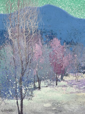 Painting "Between Frost and Bloom" by painter Andrii Kovalyk gouache paper at Jose Art Gallery