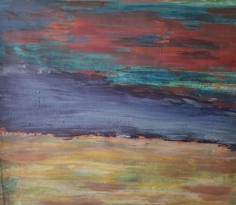 Painting "Meadow, sky and something" by painter Elmir Tatar acrylic canvas at Jose Art Gallery