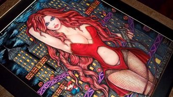 Peinture "PAULINE THE MAYOR / HOT", peintre ANGEL PIANGELO technique mixte papier à la Jose Art Gallery