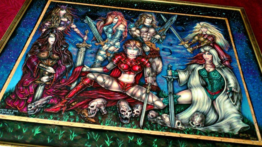 Additional view 7: Fine Art Mythological Painting CONAN / LEGEND - WORLD RECORD by painter ANGEL PIANGELO acrylic cardboard 