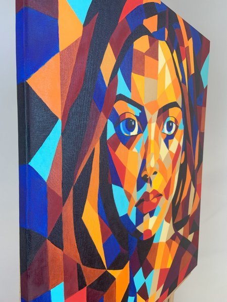 Additional view 2: Cubism Portrait Painting Geometry of her soul by painter Olga Tkachova oil canvas 