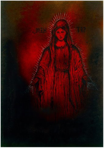 Grafika "Ciemna Madonna", ilustrator MZNTRP technika mieszana papier w Jose Art Gallery