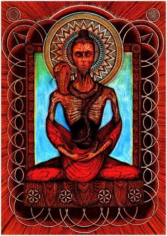 Grafika "Mahadewa Budda", ilustrator MZNTRP technika mieszana papier w Jose Art Gallery