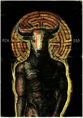 Gráfico "La vigilia del minotauro", ilustrador MZNTRP técnica mixta papel en Jose Art Gallery