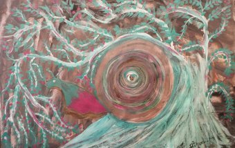 Painting "Tree Snail" by painter Hannibal acrylic paper at Jose Art Gallery