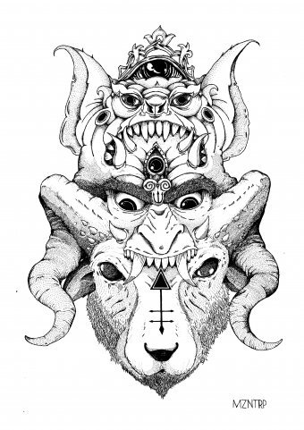 Gráfico "Tótem del abismo", ilustrador MZNTRP tinta papel en Jose Art Gallery