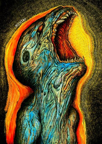 Gráfico "El Aullador", ilustrador MZNTRP técnica mixta papel en Jose Art Gallery