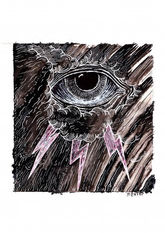 Gráfico "El vigilante de tormentas", ilustrador MZNTRP técnica mixta papel en Jose Art Gallery