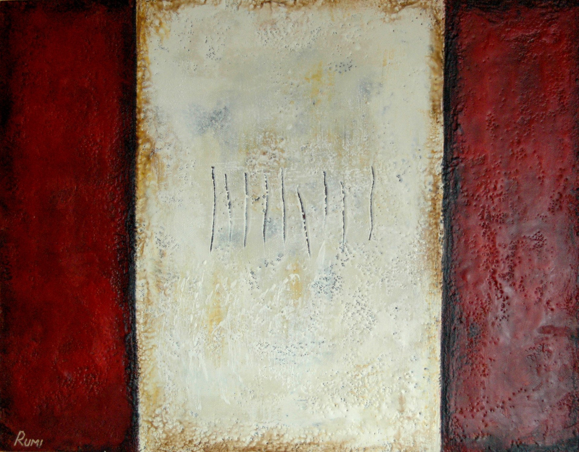 Runes III.Encaustic abstract Painting by Rumen Spasov