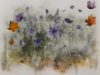 Digital Art "Leaves in Autumn: Vintage Flora Reflections" by digital artist MeaHau at Jose Art Gallery