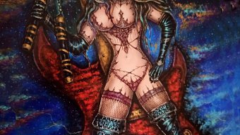 Painting "WOMAN FROM TOKYO - HOT JP" by painter ANGEL PIANGELO acrylic cardboard at Jose Art Gallery