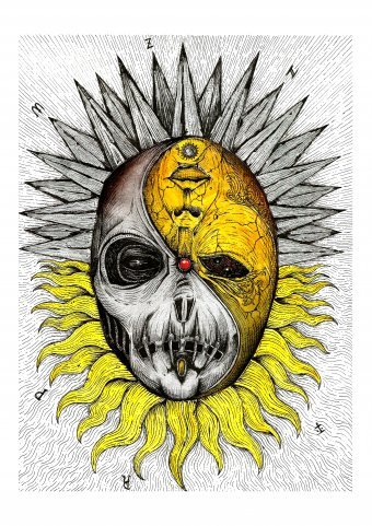 Gráfico "Dualidad solar", ilustrador MZNTRP técnica mixta papel en Jose Art Gallery