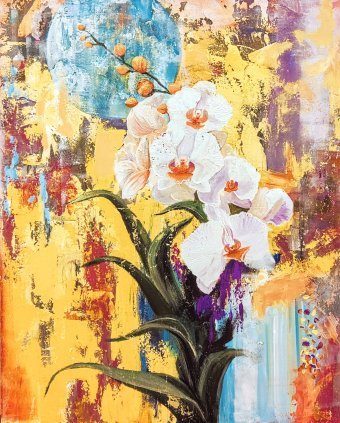 Painting "Flowers of love" by painter Elena Cruz acrylic canvas at Jose Art Gallery