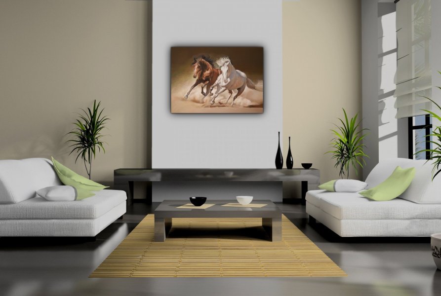 Immagine aggiuntiva 3: Fotorealismo Animalistico Pittura "Cavalli selvaggi: spirito indomito in movimento", pittore Valeri Tsvetkov olio tela 