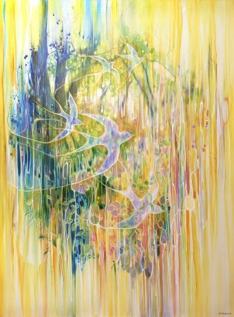 Pittura "Echi d'estate", pittore Gill Bustamante olio tela alla Jose Art Gallery