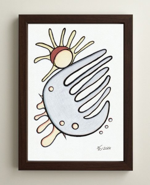 Additional view 1: Abstract Portrait Drawing Life Form I by illustrator Ewa Dura mixed method paper 