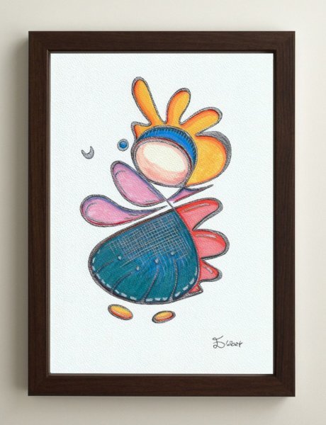 Additional view 1: Abstract Portrait Drawing Life Form II by illustrator Ewa Dura mixed method paper 