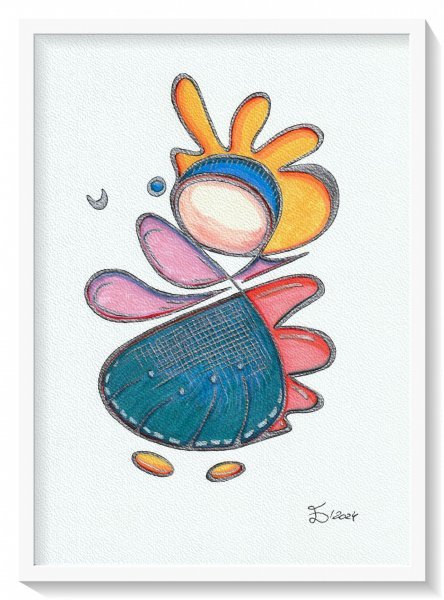 Additional view 2: Abstract Portrait Drawing Life Form II by illustrator Ewa Dura mixed method paper 