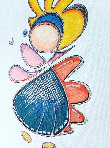 Additional view 3: Abstract Portrait Drawing Life Form II by illustrator Ewa Dura mixed method paper 