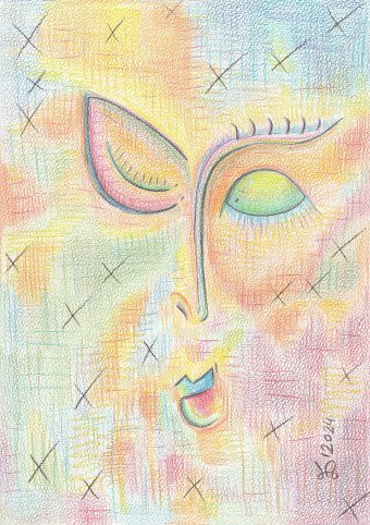 Graphique "Just sleep...", illustrateur Ewa Dura crayons de cire papier à la Jose Art Gallery