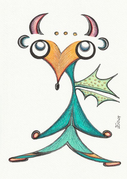 Luno. Fantastic creatures... Drawing - Ewa Dura