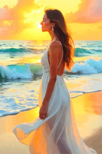 バリ絵画:beach girls バリ絵画:beach girls