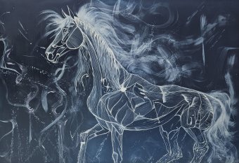 Drawing "Dynamics of Forms and Light in Graphics" by illustrator Kristina Chief Chief drawing ink paper at Jose Art Gallery