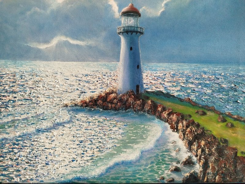 Image supplémentaire 2: Réalisme Paysage marin Peinture "Lonely Lighthouse", peintre Eva Lazaryan huile toile 