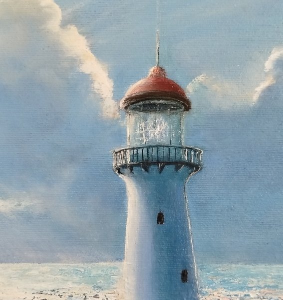 Image supplémentaire 4: Réalisme Paysage marin Peinture "Lonely Lighthouse", peintre Eva Lazaryan huile toile 