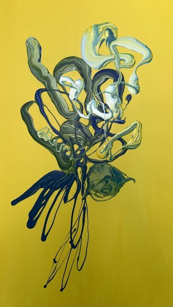Drawing "Radiate Gracefully. Abstract Floral Silhouettes" by illustrator Yana Lyulina acrylic canvas at Jose Art Gallery