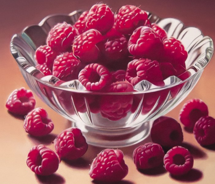Immagine aggiuntiva 1: Fotorealismo Natura morta Pittura "Lamponi succosi. Fotorealismo e dolcezza", pittore Valeri Tsvetkov olio tela 