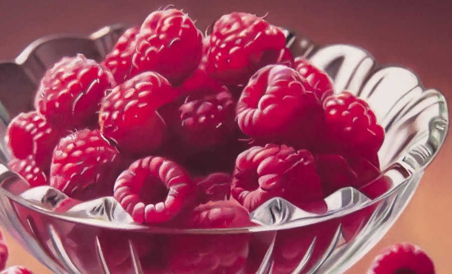 Immagine aggiuntiva 2: Fotorealismo Natura morta Pittura "Lamponi succosi. Fotorealismo e dolcezza", pittore Valeri Tsvetkov olio tela 
