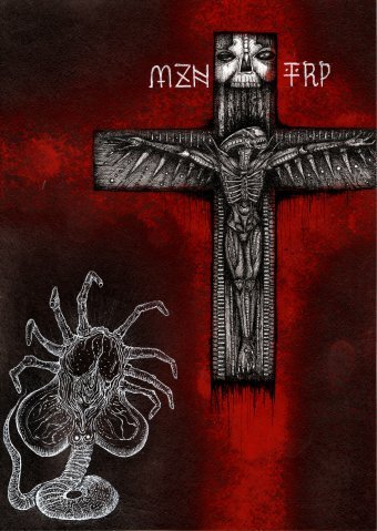 Grafika "Ukrzyżowanie Obcych", ilustrator MZNTRP technika mieszana papier w Jose Art Gallery