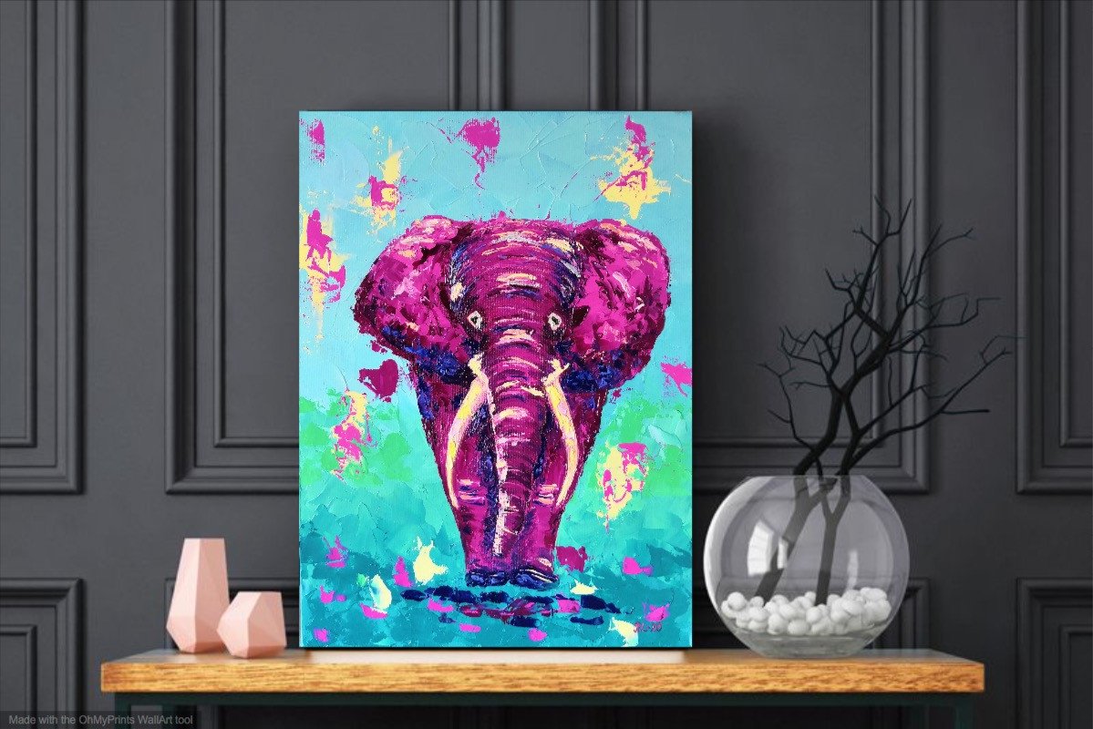 Pink Elephant Painting by Liudmyla Riabkova Jose Art Gallery