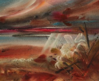 Painting "Bude Doshch" by painter Sergey Yemets watercolor paper at Jose Art Gallery