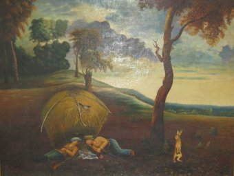 Painting "The hunters sleep" by painter Severin Kiyan oil canvas at Jose Art Gallery