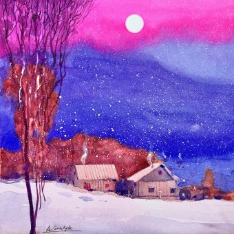 Peinture "Joy of Life", peintre Andrii Kovalyk aquarelle papier à la Jose Art Gallery