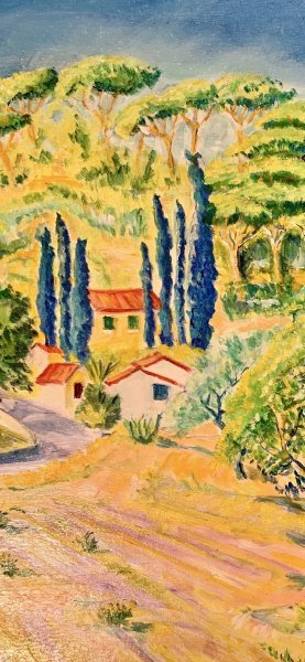 Image supplémentaire 6: Postimpressionisme Paysage Peinture "Campagne de l'île d'Elbe", peintre Angelo Ferro huile carton 