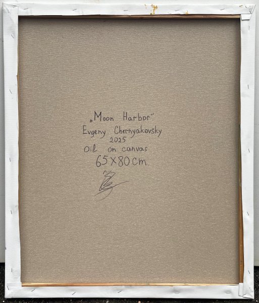 Dodatkowy obraz 6: Impresjonizm Pejzaż morski Malarstwo "Moon Harbor", malarz Yevgeny Chernyakovsky olej płótno 