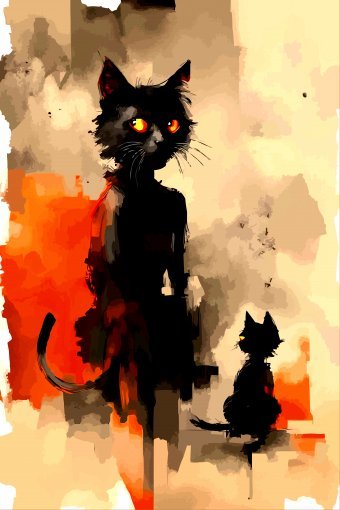 Digitale Kunst "Mystisches Kunstwerk der schwarzen Katze", digitale/-r künstler/-in Viktor Levchenko in der Jose Art Gallery