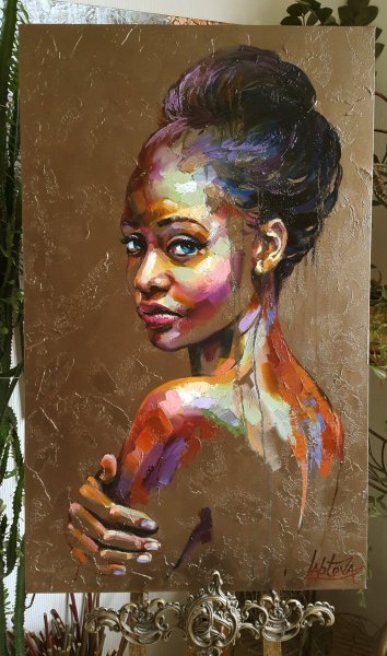 Additional view 10: Impressionism Portrait Painting Give me wings by painter Viktoria Lapteva oil canvas 